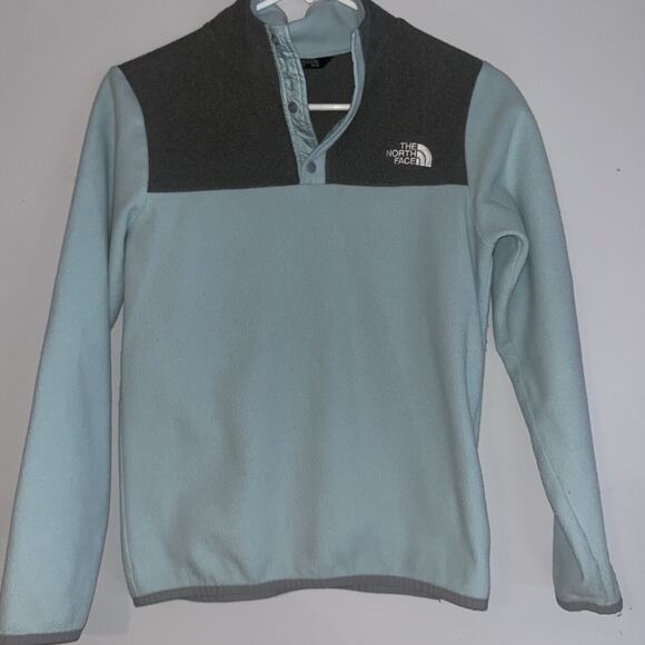 North Face Girls Large 14/16 Light Blue 1/4 Pullover Fleece Sweater - Picture 1 of 4